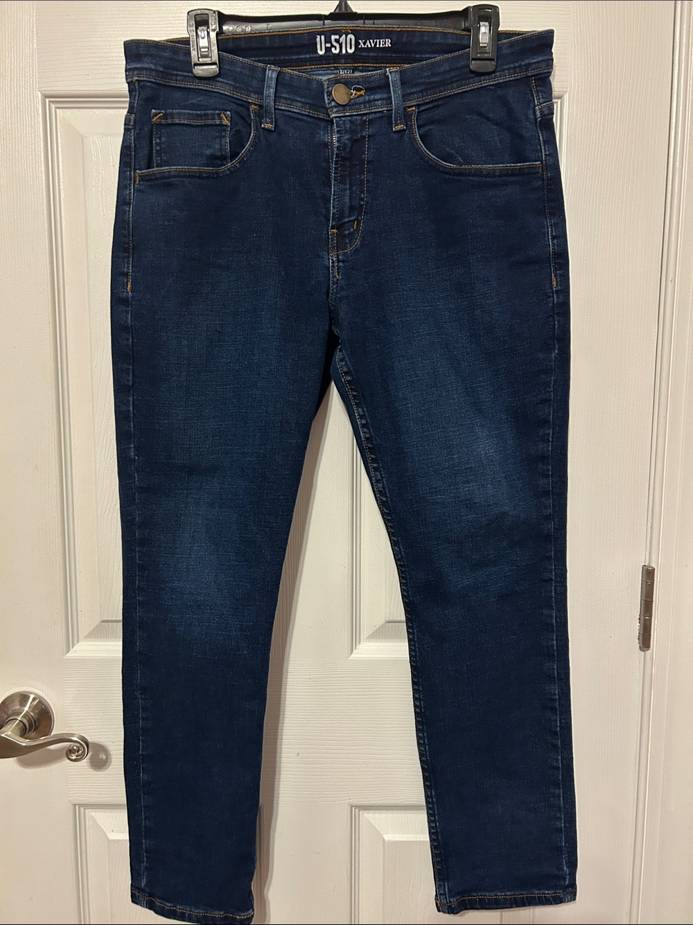 Slim Fit Men's Jeans in Deep Indigo For Shorter Men.